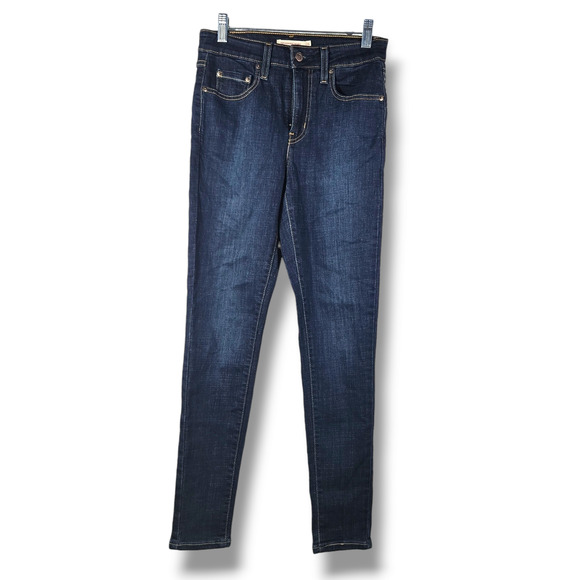 EUC Levi's 721 High Rise Slim Skinny Jeans Sz. 26x28 Blue Story Dark Wash - Picture 2 of 12